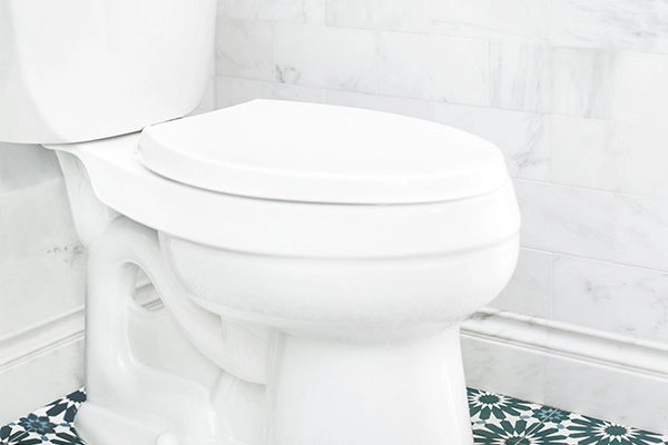 Inodoros Valencia: inodoro blanco en baño moderno con revestimiento cerámico.